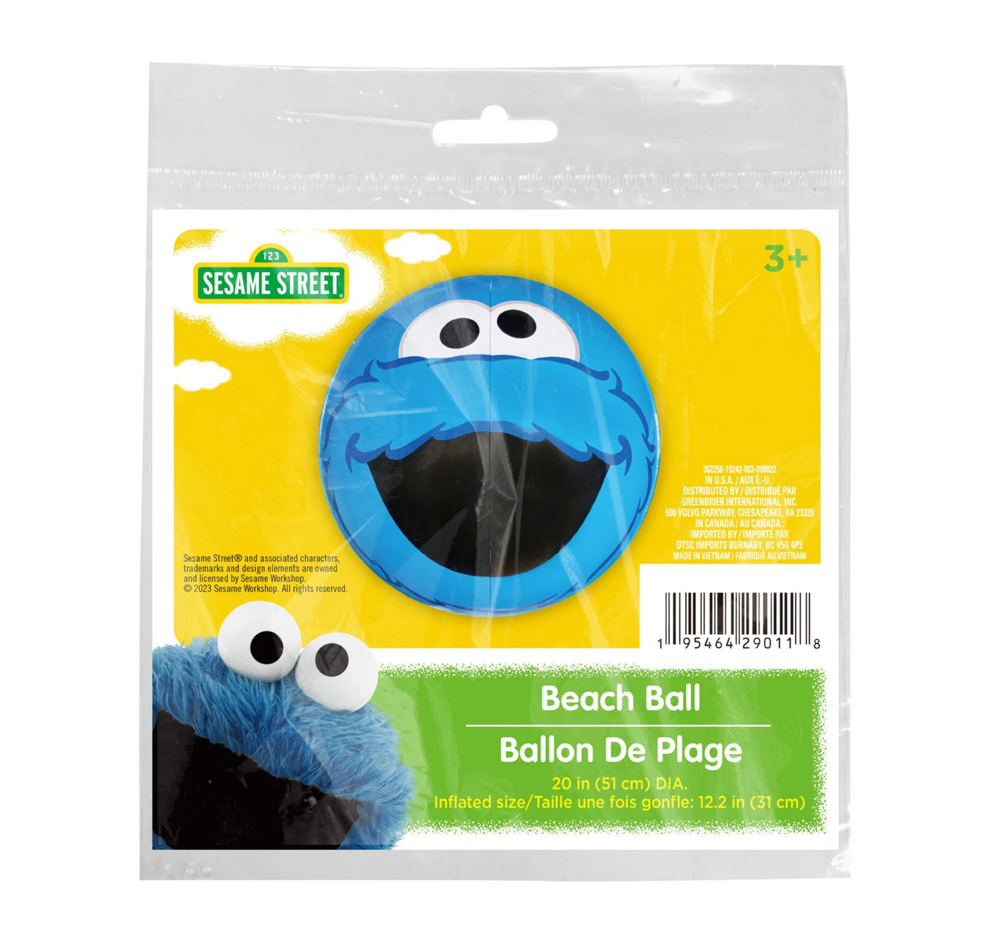 Sesamstraße "Strandball / Beachball 31cm" Elmo, Cookie Krümel Monster, Oscar