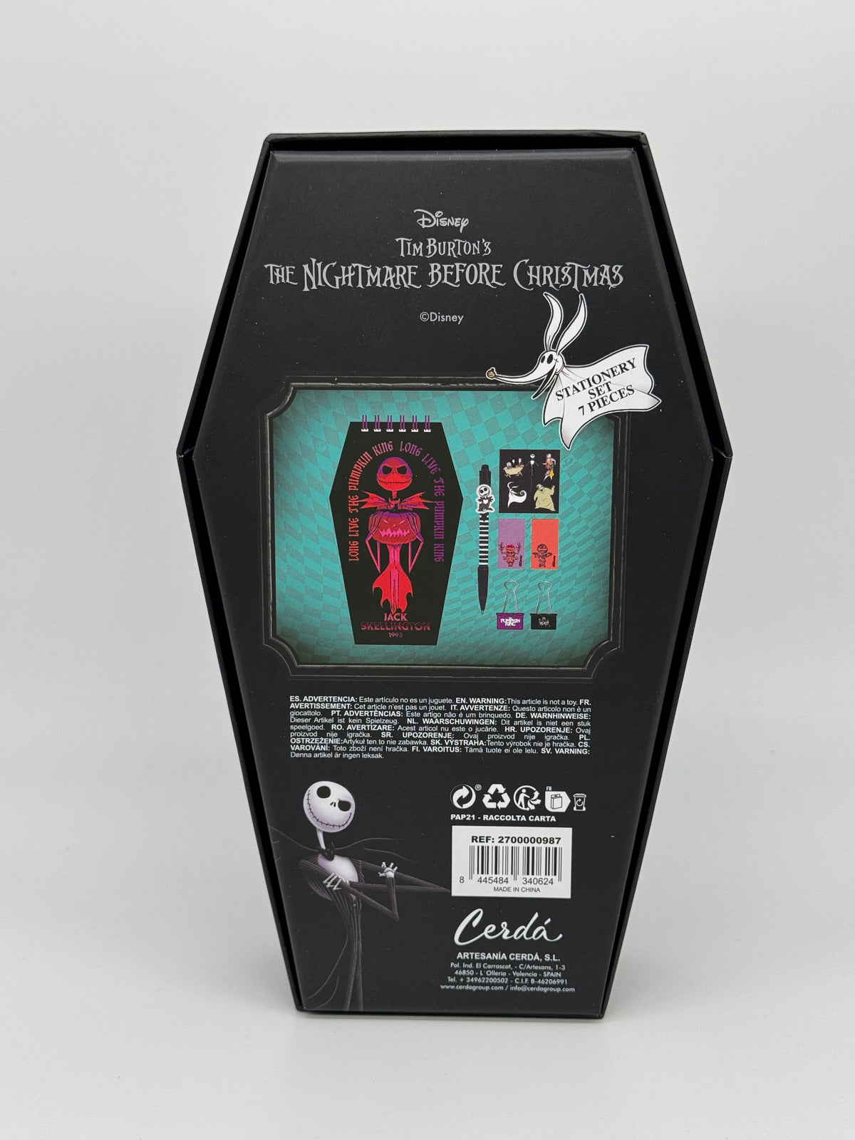Coffret d'écriture L'Étrange Noël de Monsieur Jack, 7 pièces, dans un coffret cercueil (2024)
