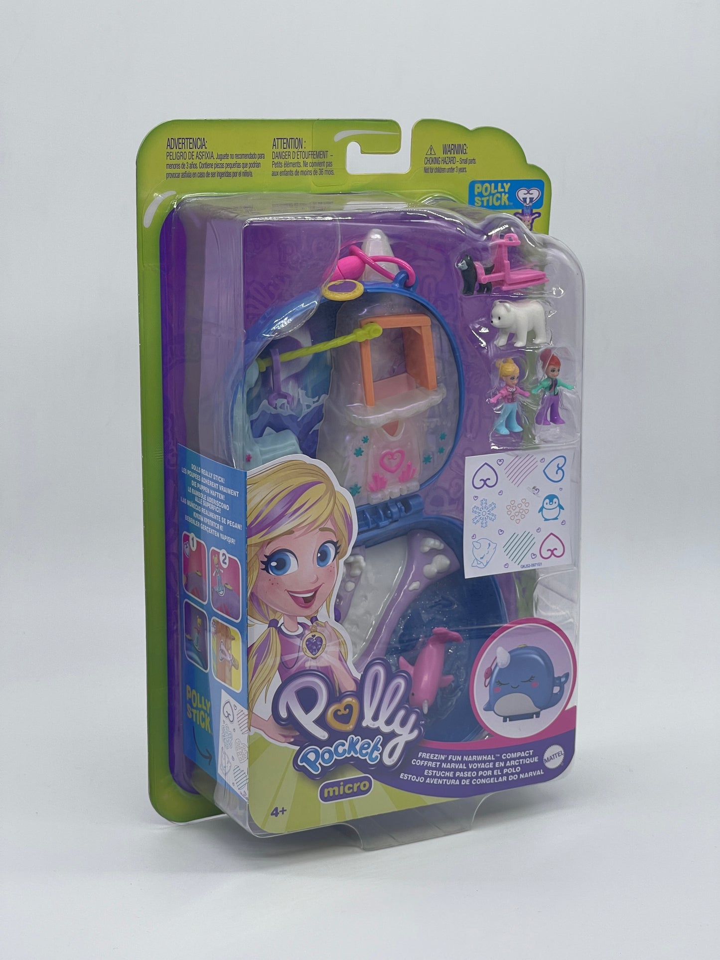 Polly Pocket Micro Narwal Eisspaß Schatulle Freezin' Fun Narwhal Compact Tiny Mighty