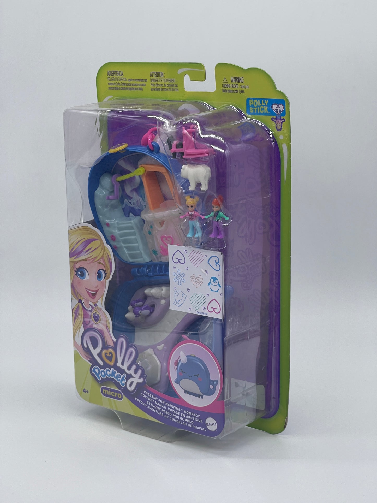 Polly Pocket Micro Narwal Eisspaß Schatulle Freezin' Fun Narwhal Compact Tiny Mighty
