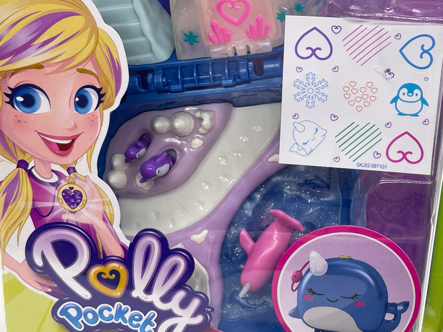 Polly Pocket Micro Narwal Eisspaß Schatulle Freezin' Fun Narwhal Compact Tiny Mighty