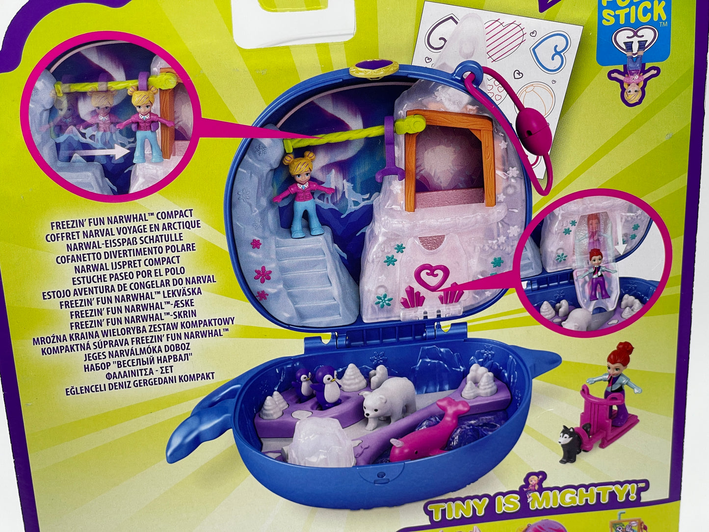 Polly Pocket Micro Narwal Eisspaß Schatulle Freezin' Fun Narwhal Compact Tiny Mighty