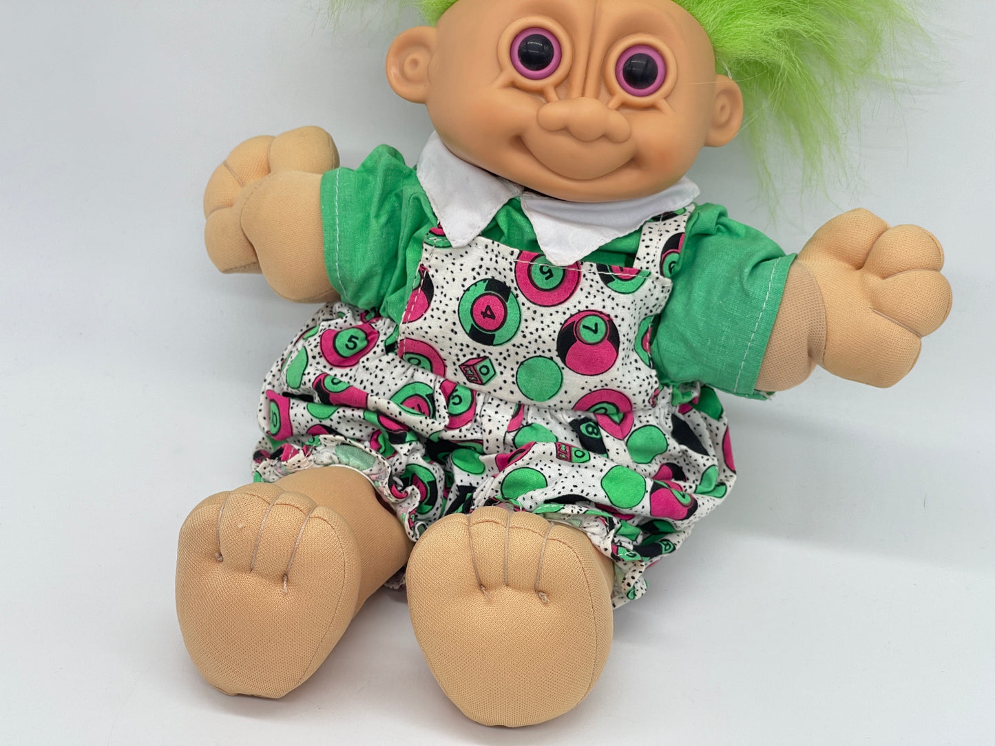 Die Trolls "Plüsch / Stoff" Glückstroll Zaubertroll grünes Haar 90er Jahre (Vintage)