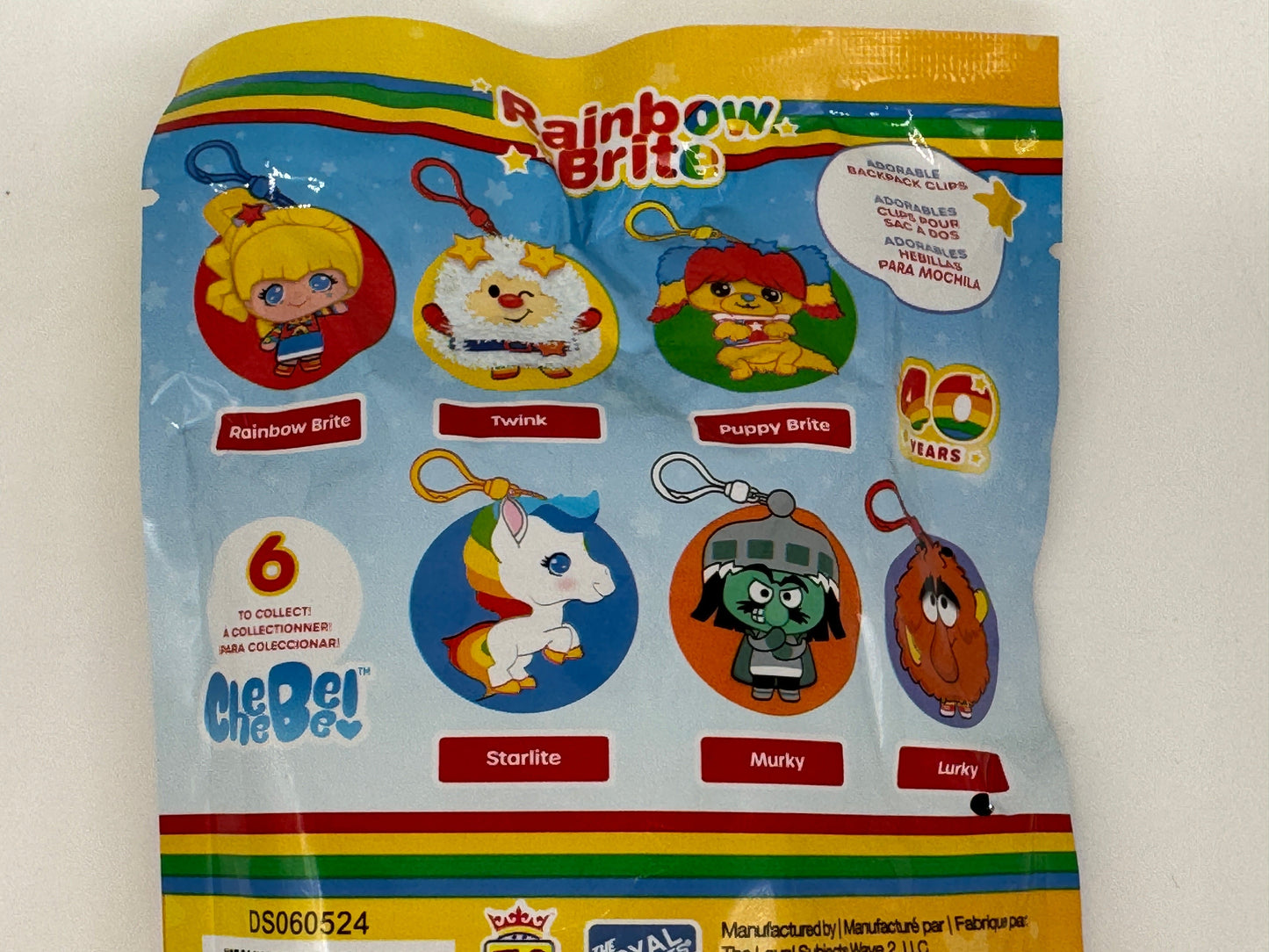 Bijou de sac, pince à sac, pince à sac à dos, Regina Rainbow « Blindbag » Rainbow Brite