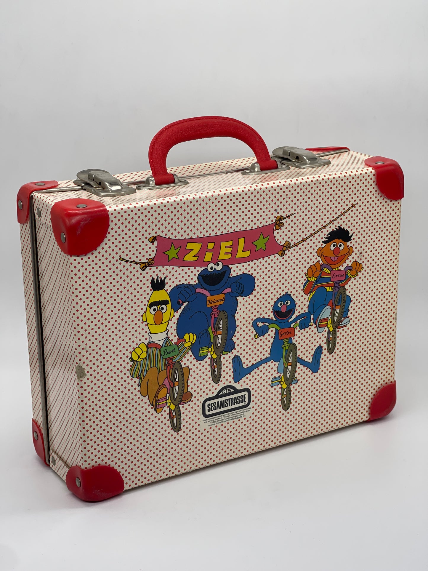 Sesamstraße "Radrennen Koffer" Vintage Ernie, Bert, Krümel, Grobi (1985)