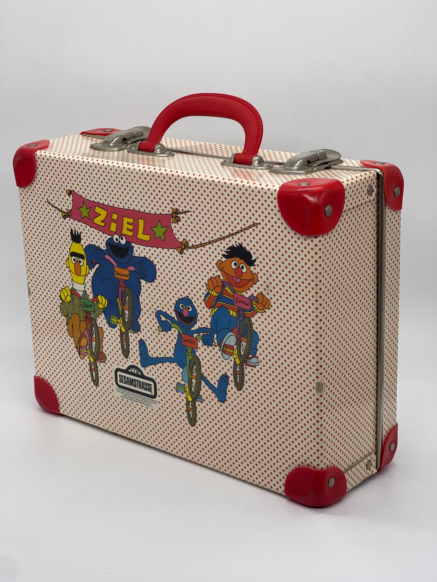 Sesamstraße "Radrennen Koffer" Vintage Ernie, Bert, Krümel, Grobi (1985)
