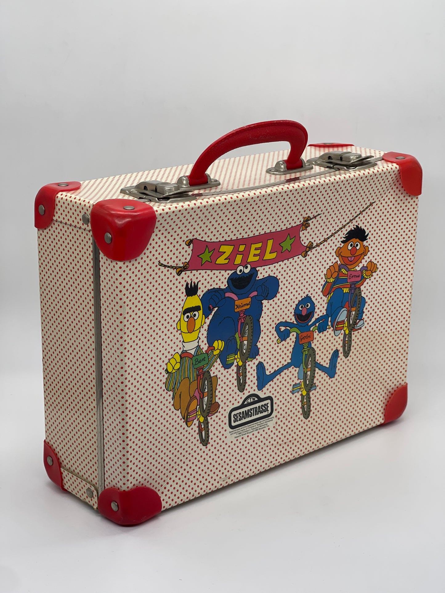 Sesamstraße "Radrennen Koffer" Vintage Ernie, Bert, Krümel, Grobi (1985)