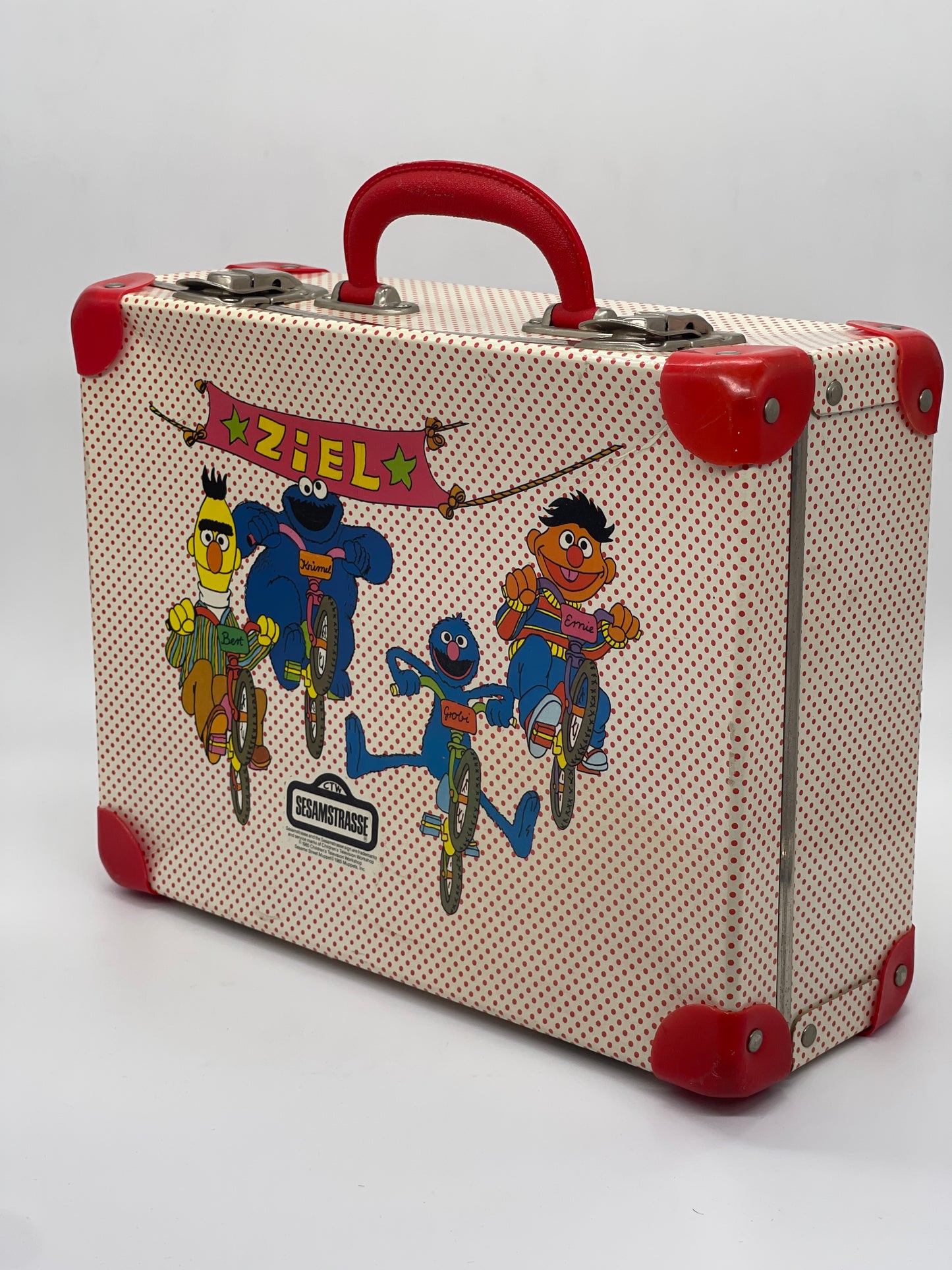 Sesamstraße "Radrennen Koffer" Vintage Ernie, Bert, Krümel, Grobi (1985)