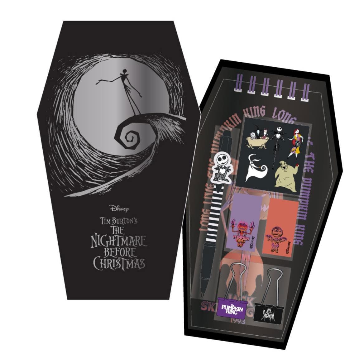 Coffret d'écriture L'Étrange Noël de Monsieur Jack, 7 pièces, dans un coffret cercueil (2024)