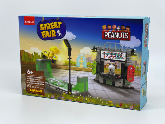 MINISO Japan "Peanuts Skateboard Shop" Street Fair Building Blocks Linoos