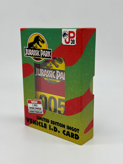 Jurassic Park "Park Fahrzeug ID Karte / Vehicle ID Card" Metallbarren Limited Edition 1993