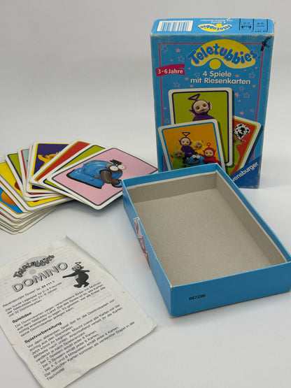 Teletubbies "4 Spiele mit Riesenkarten" Vintage, vollständig Ravensburger (1999)
