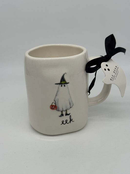 Rae Dunn Tasse "eek!" Geist mit Kürbis Halloween Kaffeebecher Artisan Collection by Magenta