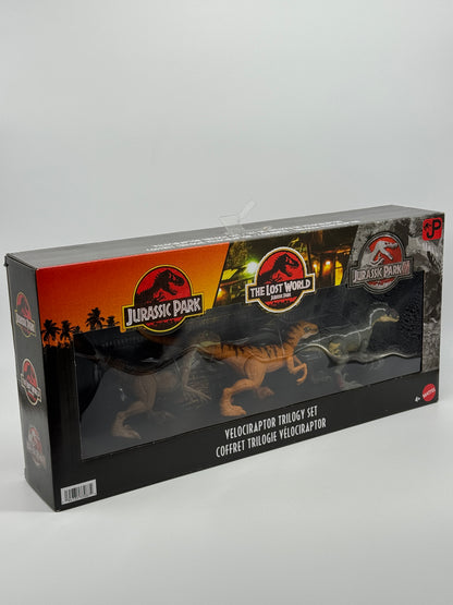 Jurassic Park "Jurassic World & Park I II und III Velociraptor Trilogy Set, 3 Actionfiguren mit Attacke Funktion (2025)