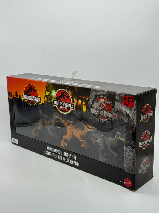 Jurassic Park "Jurassic World & Park I II und III Velociraptor Trilogy Set, 3 Actionfiguren mit Attacke Funktion (2025)