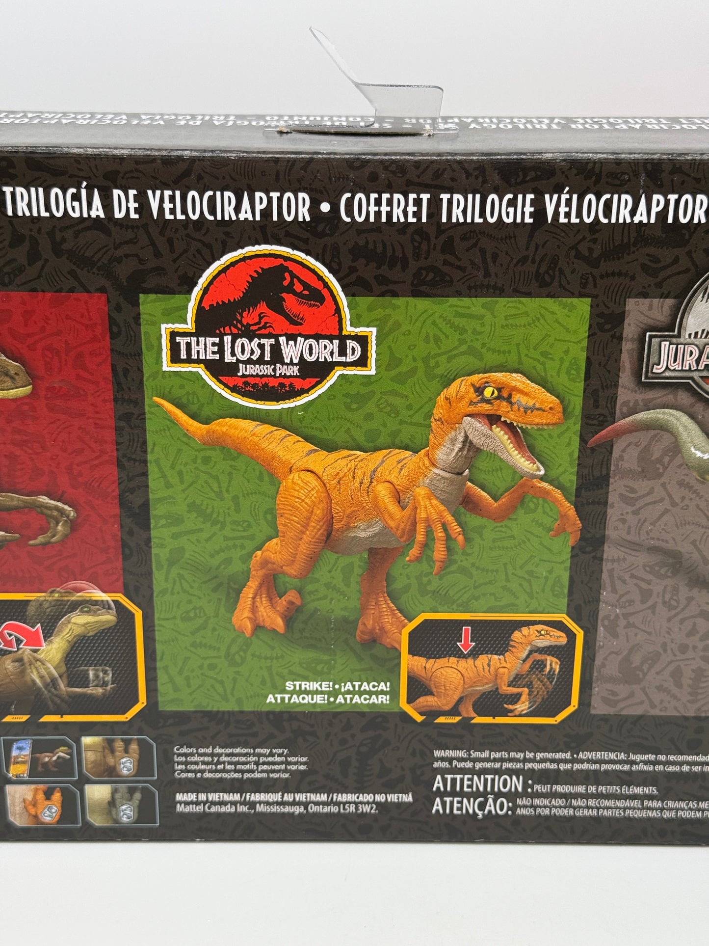Jurassic Park "Jurassic World & Park I II und III Velociraptor Trilogy Set, 3 Actionfiguren mit Attacke Funktion (2025)