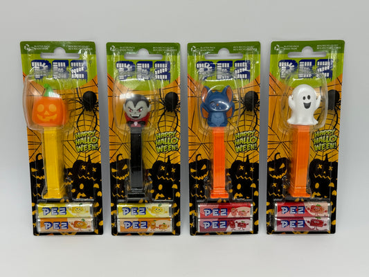 4x PEZ Happy Halloween 2024 "Vampir, Kürbis, Geist, Fledermaus"