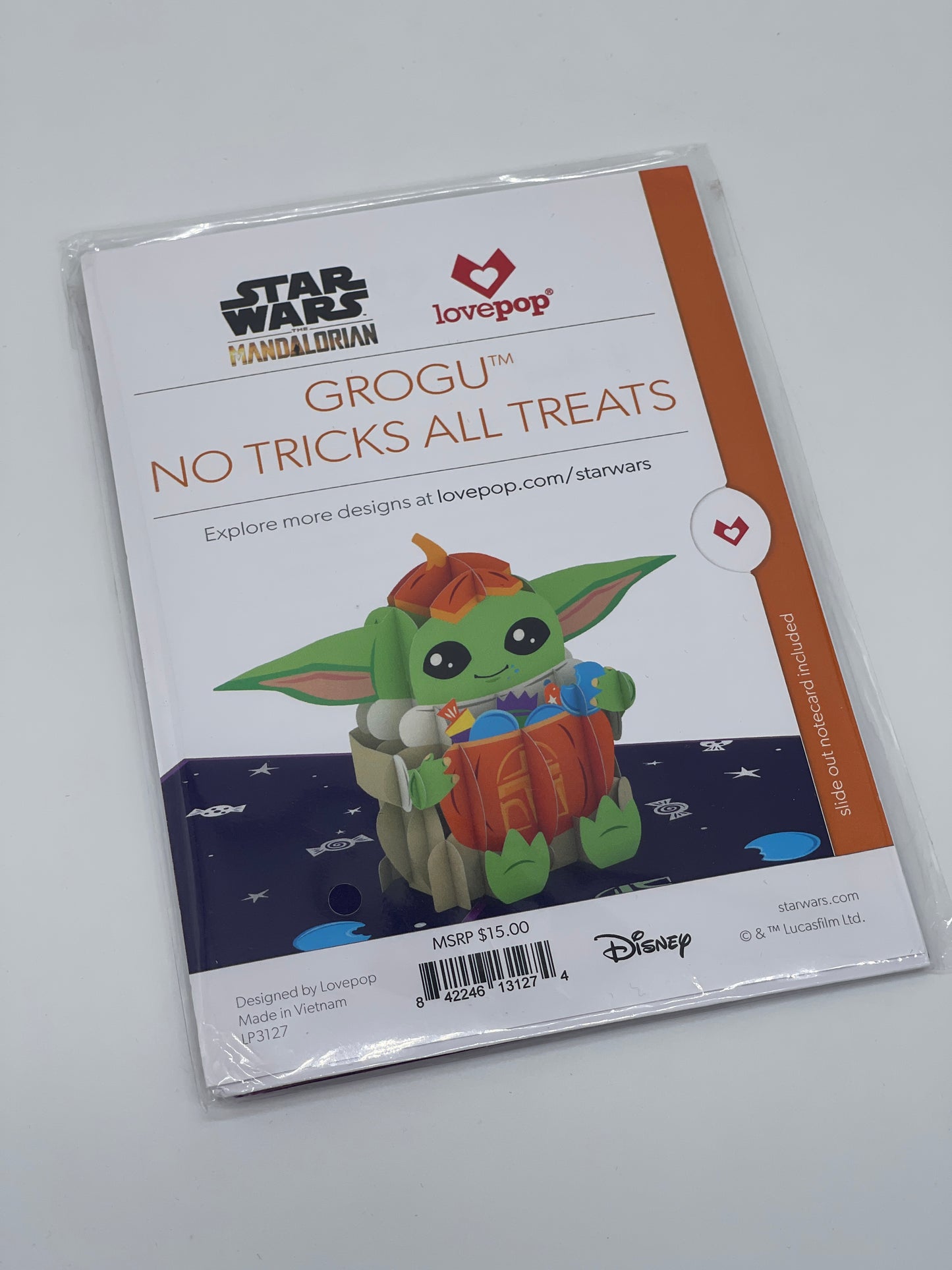 Grußkarte "No Tricks All Treats" Star Wars Mandalorian Pop-Up Karte Lovepop