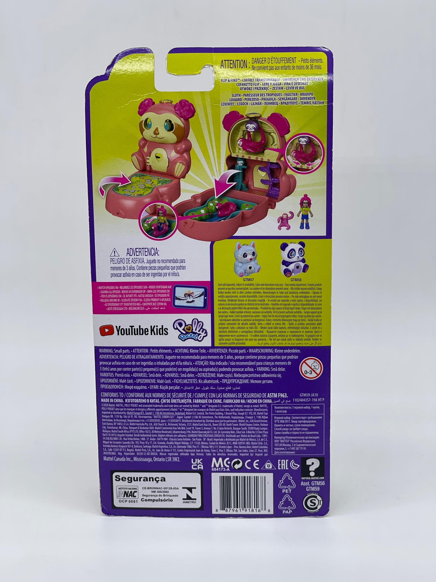 Polly Pocket Flip &amp; Find - Sloth - Case Flip and Discover GTM59