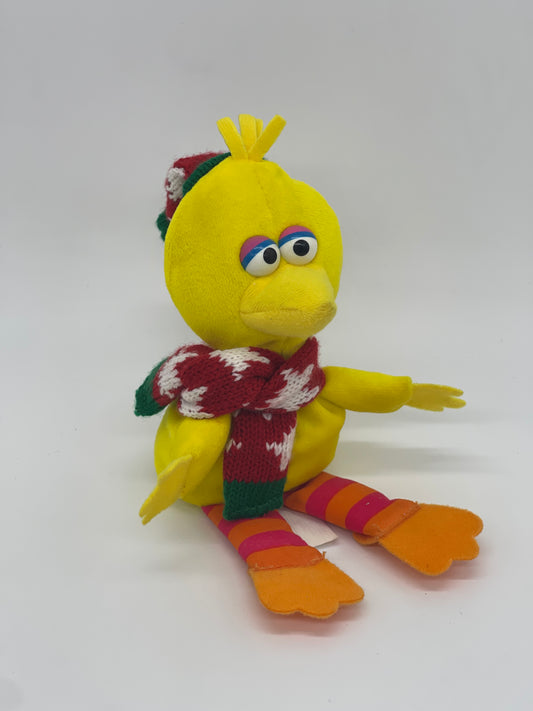 Plüschfigur Sesamstraße "Bibo Big Bird mit Schal und Mütze" Beanbag Vintage (1997)