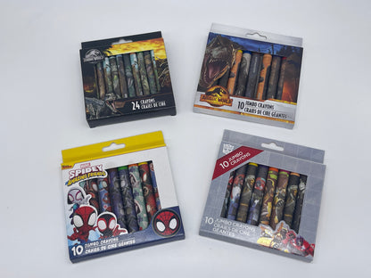 Wachsmalstifte "Spiderman, Jurassic World, Transformers" verschiedene Sets