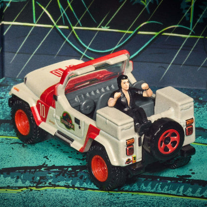 Hot Wheels Jurassic Park "Jeep Wrangler & Dr. Ian Malcolm" 30th Anniversary SDCC Exclusive