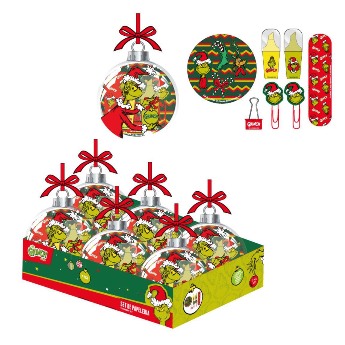 The Grinch "Grinch Christbaumschmuck Weihnachtskugel" mit Schreibset 5-teilig