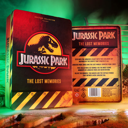 Jurassic Park Sammlerbox "The Lost Memories" mit 21 exklusive Collector Items in Metalldose