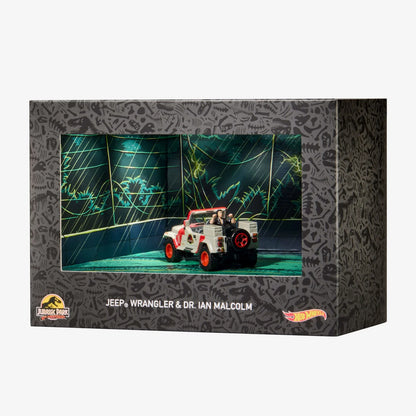 Hot Wheels Jurassic Park "Jeep Wrangler & Dr. Ian Malcolm" 30th Anniversary SDCC Exclusive