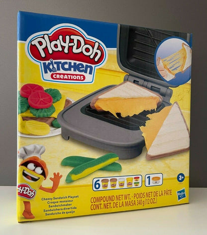 Play Doh Kitchen Creations Cheesy Sandwich Playset Hasbro (with Playdoh Elastics) 