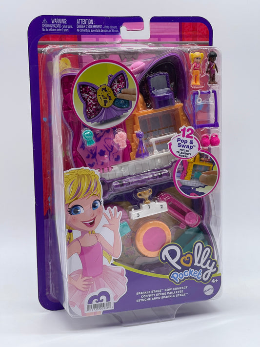 Polly Pocket Tiny is Mighty "Schleifen-Glitzerbühne Schatulle" mit Zubehör (2021)