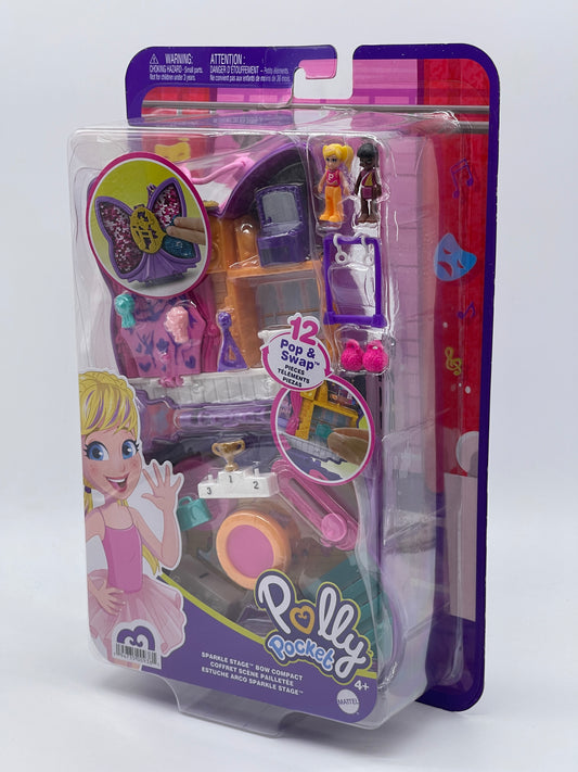 Polly Pocket Tiny is Mighty "Schleifen-Glitzerbühne Schatulle" mit Zubehör (2021)