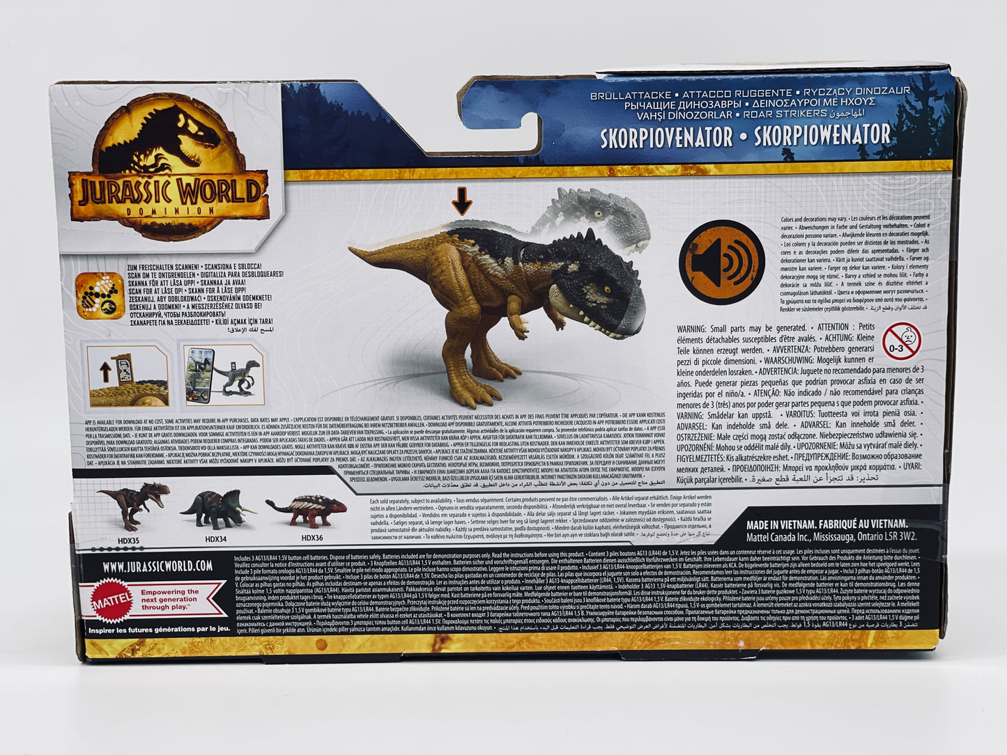 Jurassic World Dominion Skorpiovenator Roar Attack Roar Strikers + Sound (Mattel) 