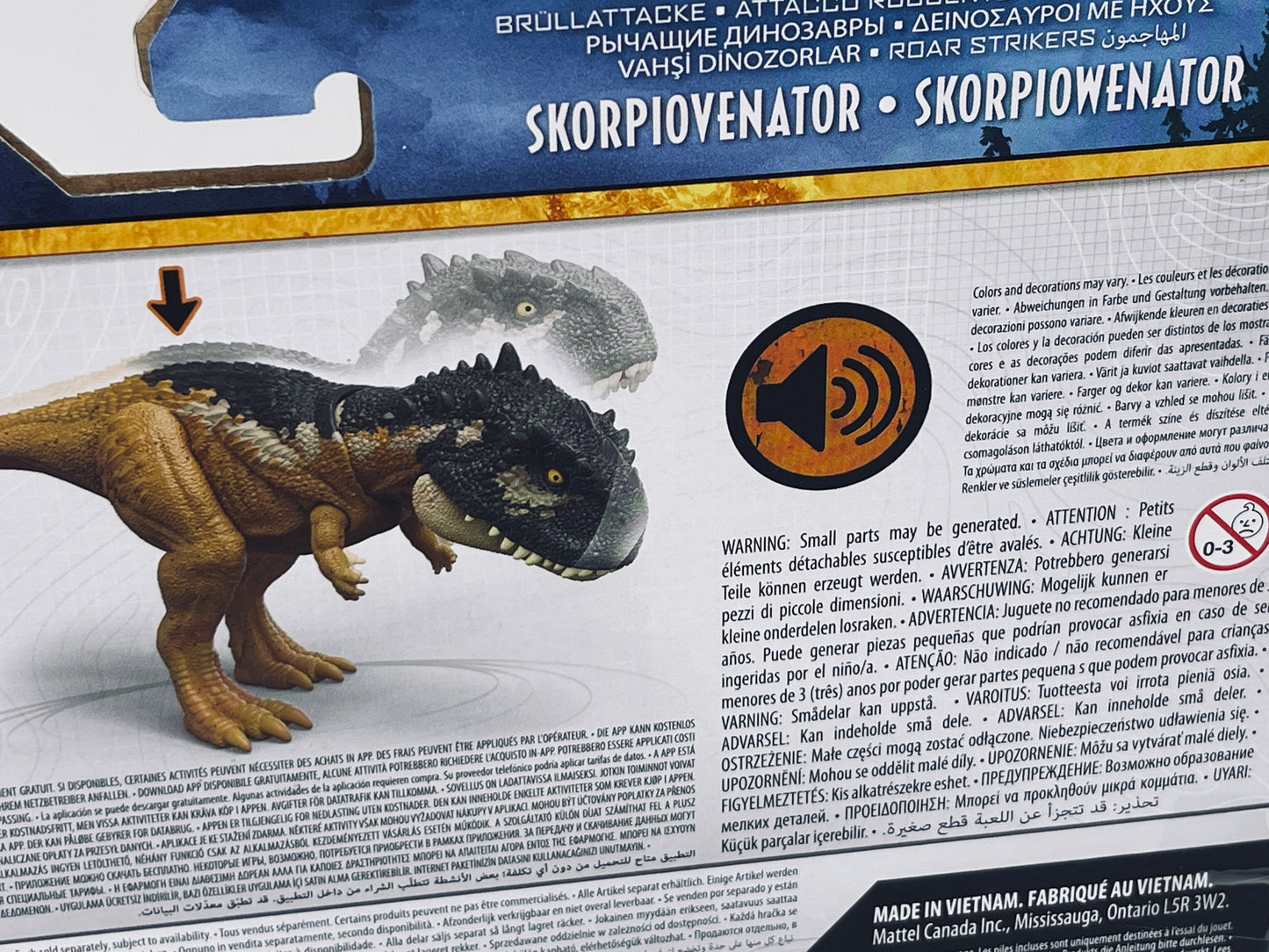 Jurassic World Dominion Skorpiovenator Brüllattacke Roar Strikers + Sound (Mattel)