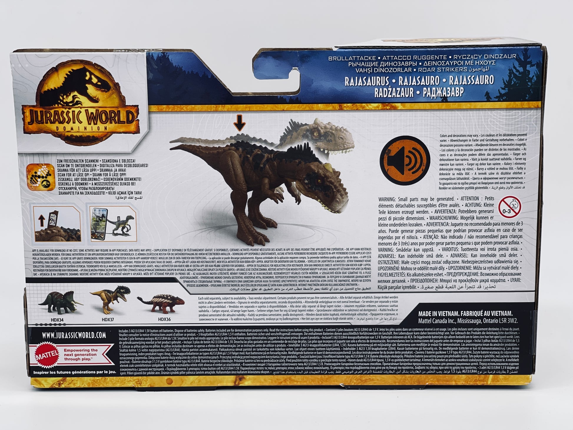 JURASSIC WORLD DOMINION - Mattel - Roar Strikers Rajasaurus "black" EUR JURASSIC WORLD DOMINION - Mattel - Roar Strikers Rajasaurus "black" EUR