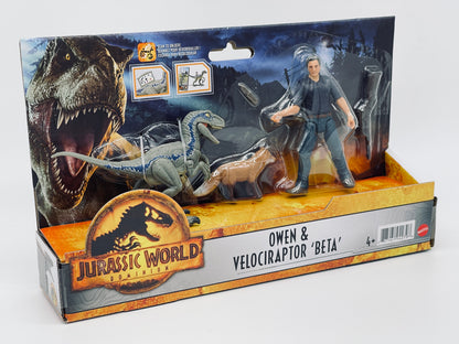 Jurassic World Dominion Owen & Velociraptor Beta mit Fuchs und Zubehör (Mattel)