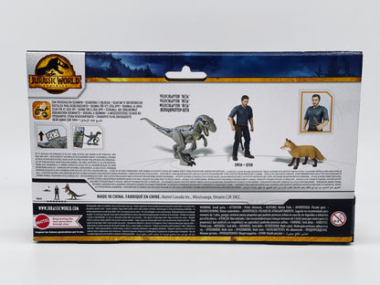 Jurassic World Dominion Owen & Velociraptor Beta mit Fuchs und Zubehör (Mattel)