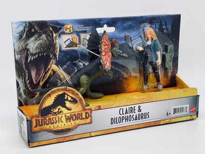 Jurassic World Dominion Claire & Dilophosaurus Set mit Zubehör (Mattel)