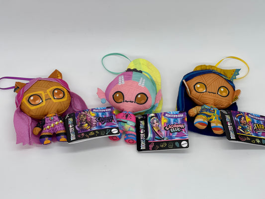 Monster High Plüsch Anhänger "Cleo De Nile, Lagoona Blue, Clawdeen Wolf" (US)