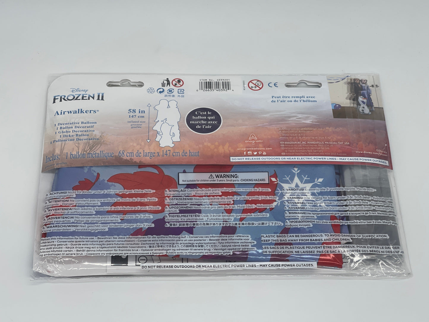 Foil Balloon "Frozen II" Olaf, Elsa, Anna Helium Balloon Airwalker (147 cm x 68 cm) 