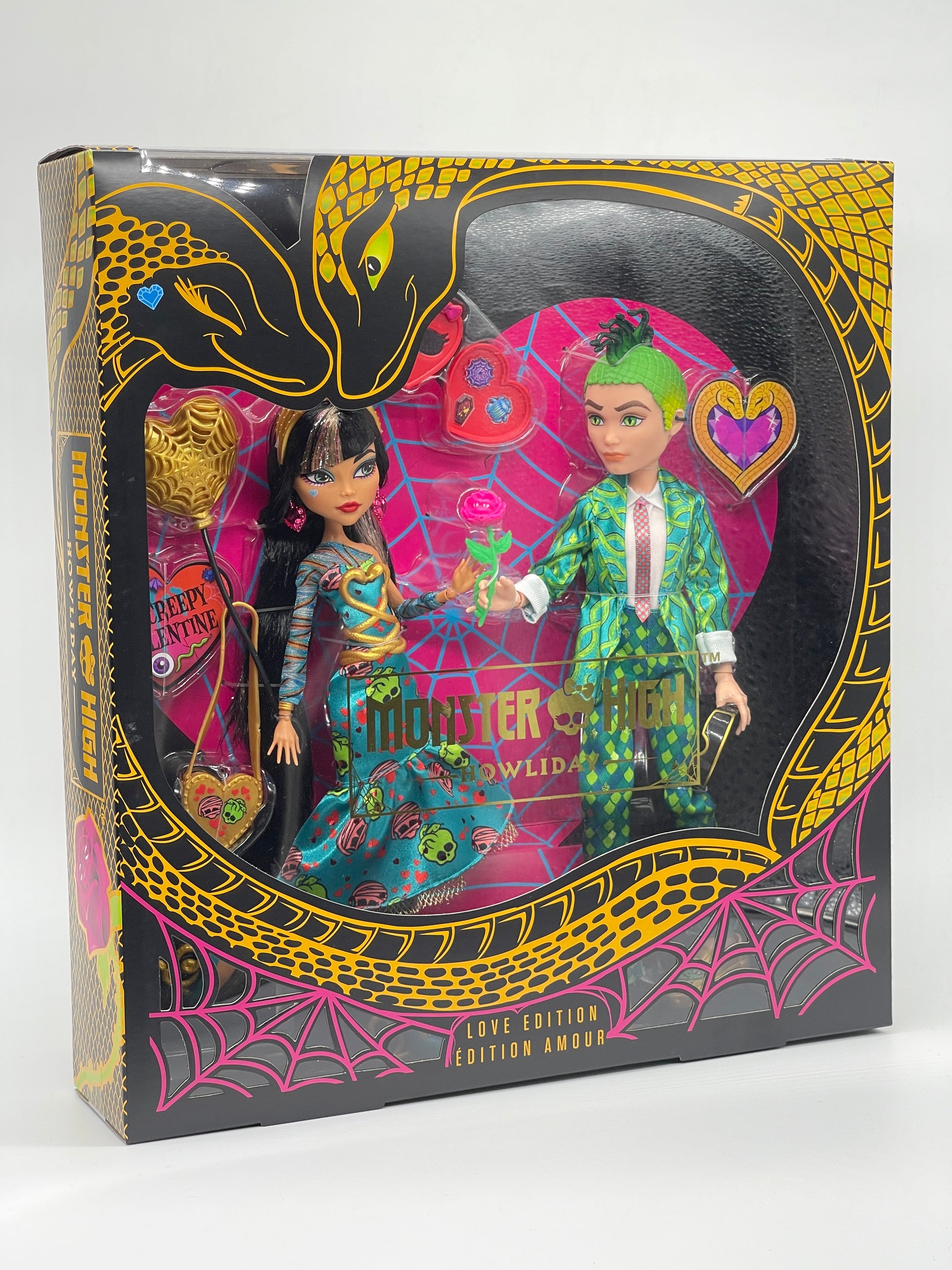 Monster High Cleo De Nile and Deuce Gorgon Collectible Dolls, Howliday Love  Edition 2-Pack