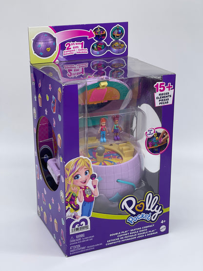 Polly Pocket "Double Fun Roller Skate Box Skating Compact" 15+ Pieces (Mattel)