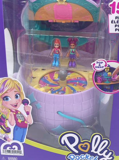 Polly Pocket "Double Fun Roller Skate Box Skating Compact" 15+ Pieces (Mattel)