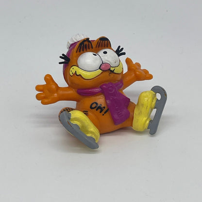 Garfield "Schlittschuhe Winter" PVC Figur Bully handbemalt Vintage (1981)