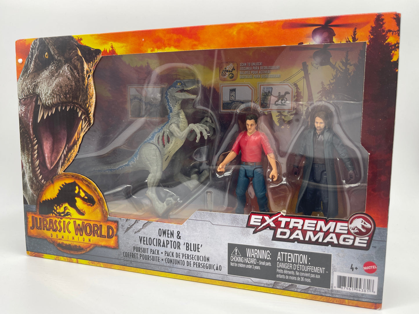 Jurassic World Dominion "Owen & Velociraptor Blue Pursuit Pack" Extreme Damage