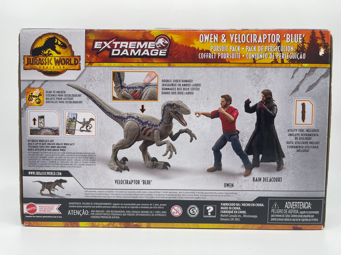 Jurassic World Dominion "Owen & Velociraptor Blue Pursuit Pack" Extreme Damage