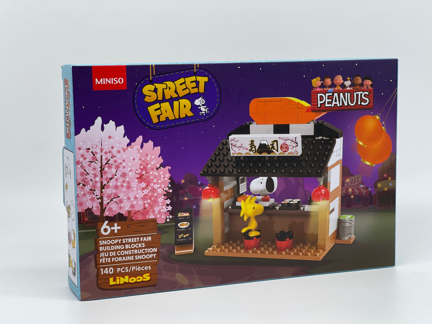 MINISO Japan "Peanuts Sushi Bar" Street Fair Building Blocks Linoos 140 Teile