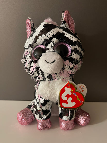 TY Beanie Babies Flippables Baby Zebra, Sloth, Elephant with Sequins Limited Edition 