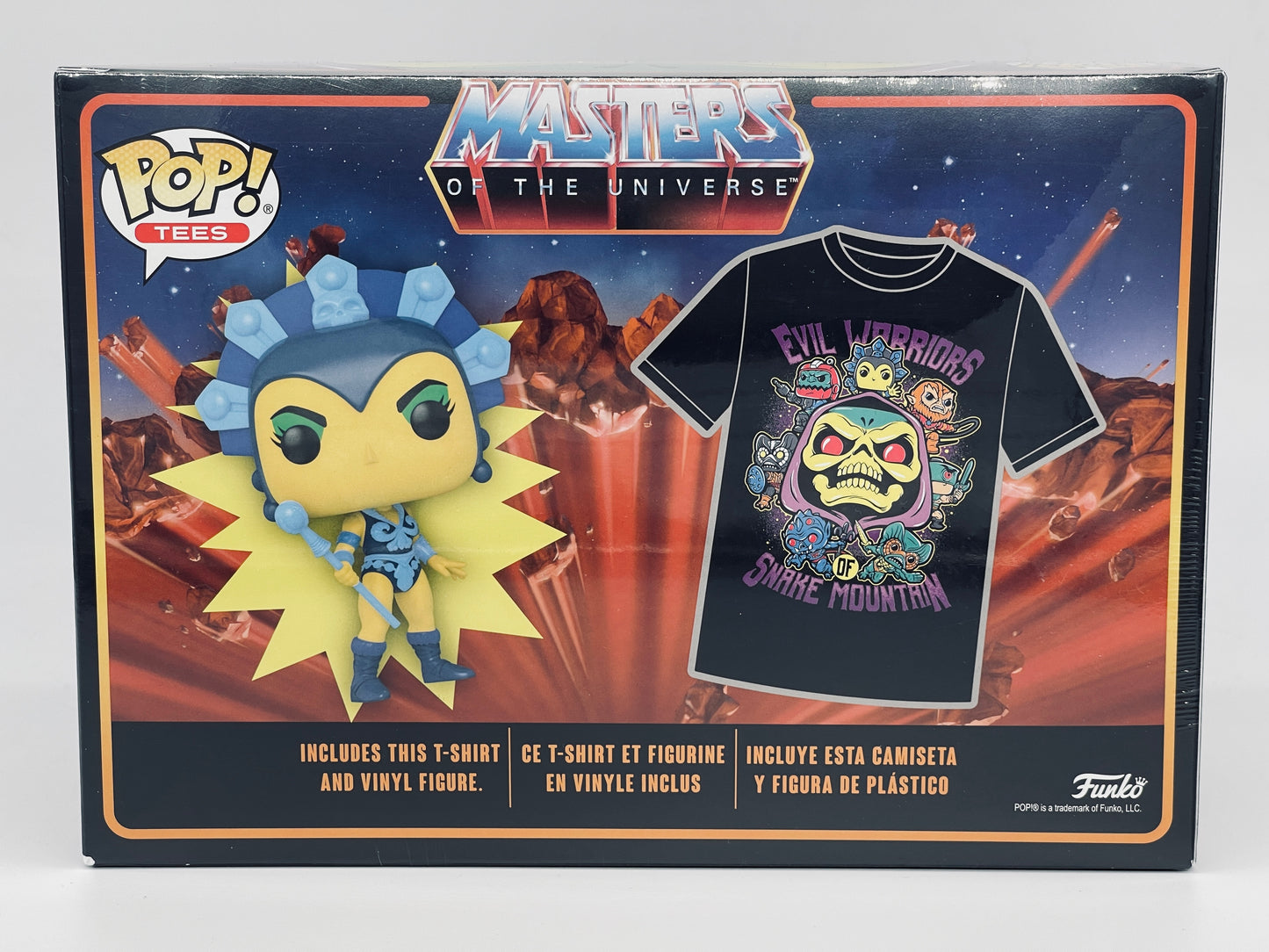 Funko Pop Masters of the Universe T-Shirt + Evil Lyn Target Con Glows in Dark US